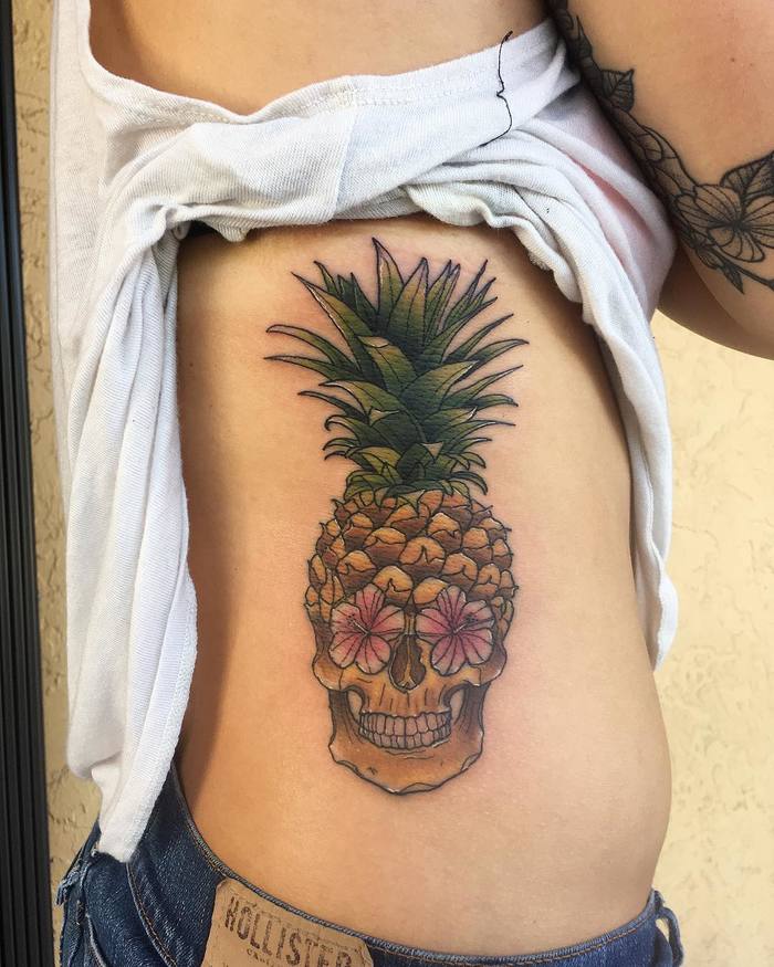 Pineapple Skull Tattoo by brandenxmartin