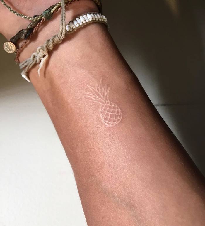 Mini White Ink Pineapple Tattoo by tattoos_by_zachariah