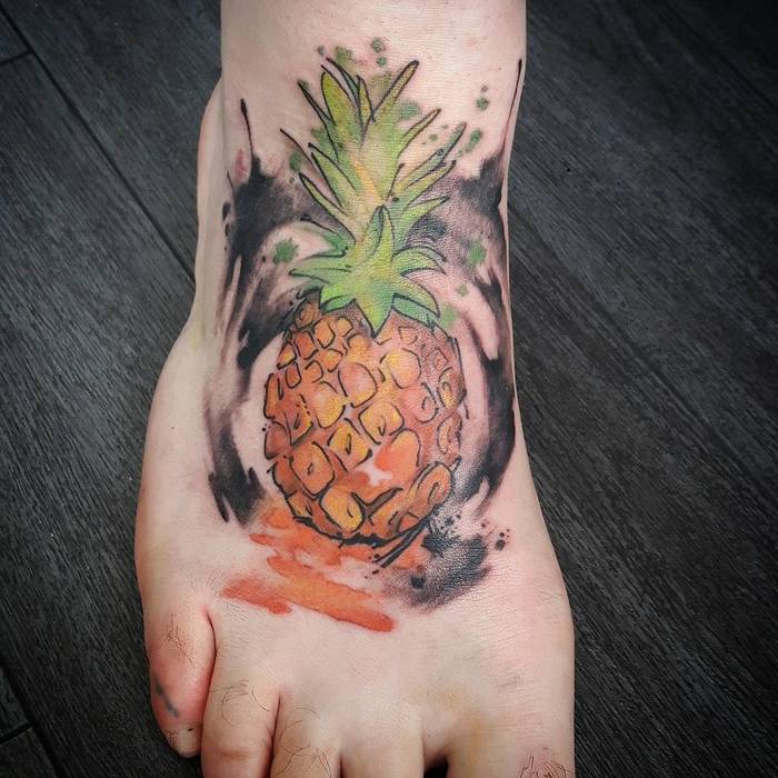 Watercolor Pineapple Tattoo by mara.tattoo