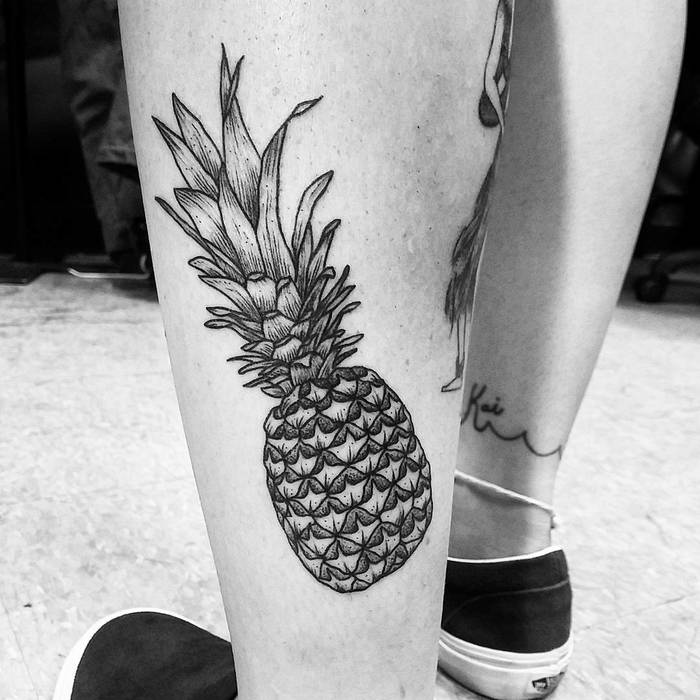 Blackwork Pineapple Tattoo by thomasetattoos