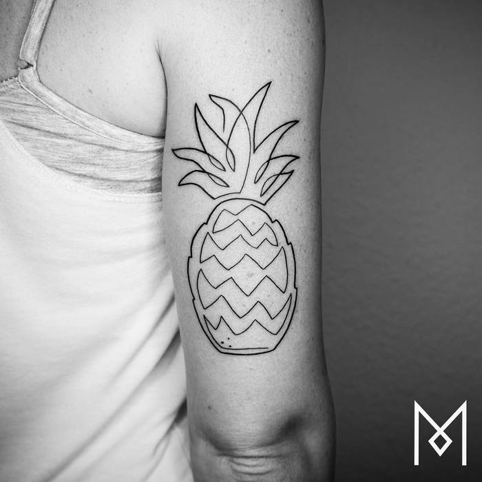 Single Line Pineapple Tattoo by Mo Ganji