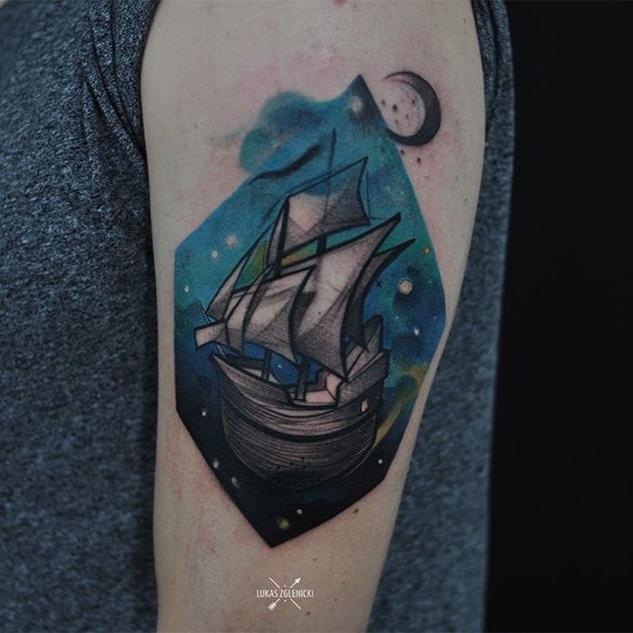 Sailing Ship Tattoo by tai9a