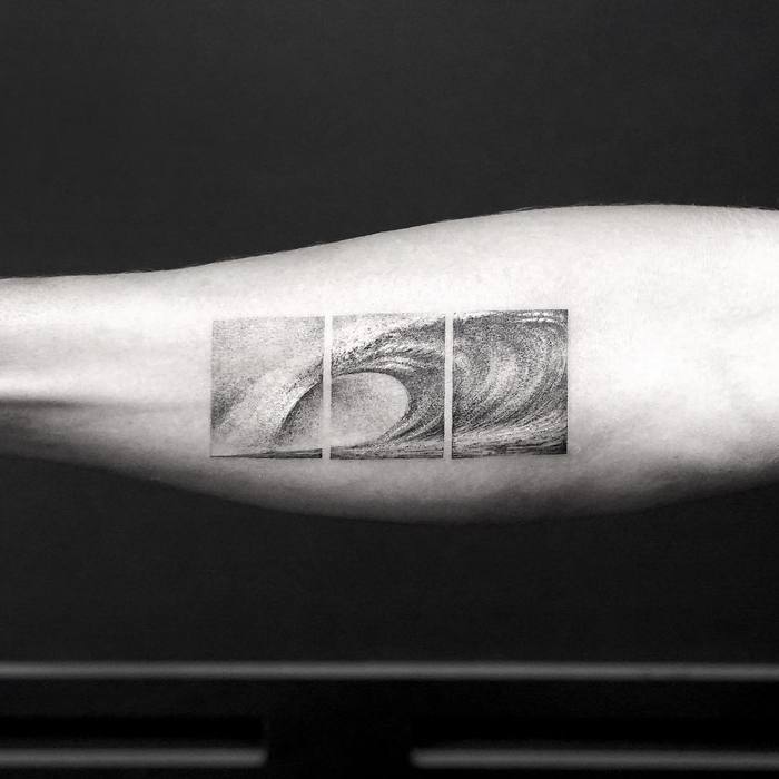 Black and Grey Wave Tattoo by mr.k_tattoo
