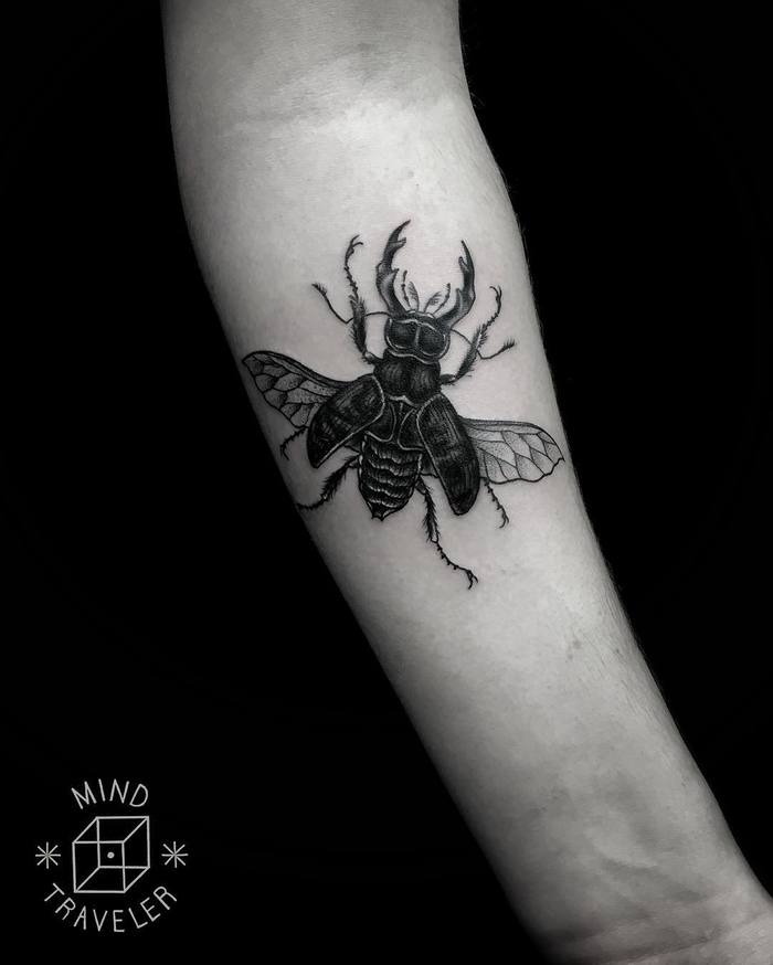 Flying Beetle Tattoo by mind_traveler_