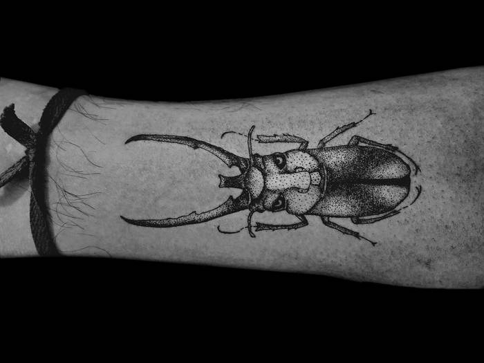 Dotwork Beetle Tattoo by lagiserna