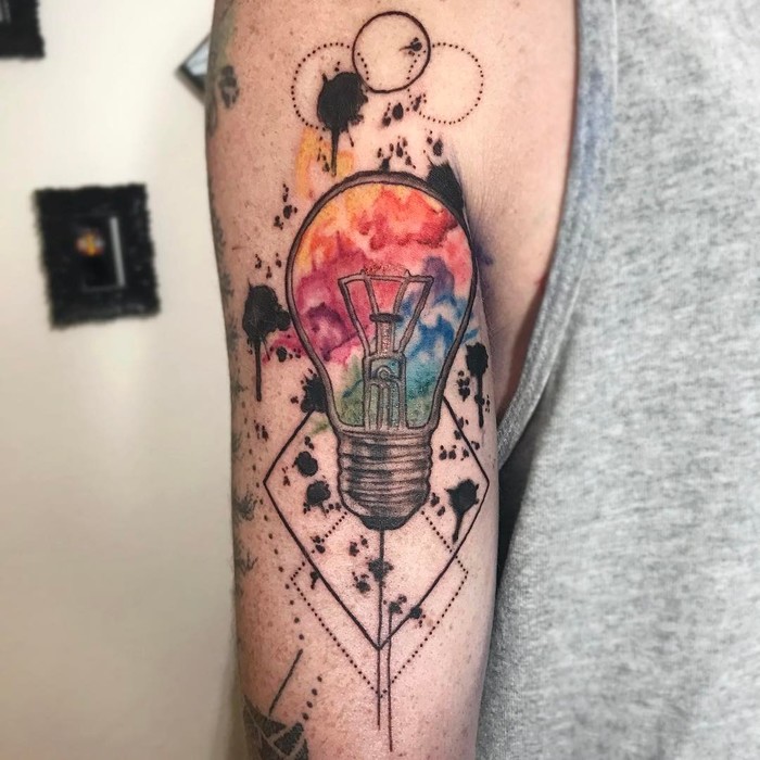 Watercolor Bulb Tattoo by ruthbautistatattoos