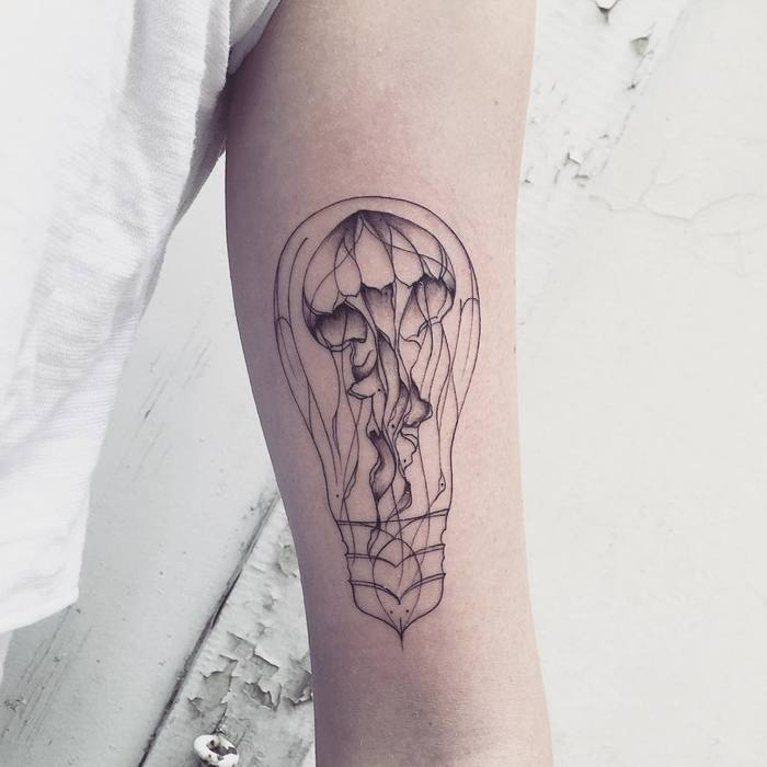 Jellyfish Bulb Tattoo by _favry