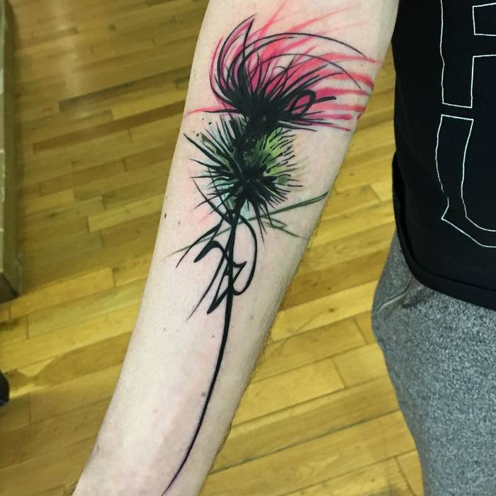 Abstract Thistle Tattoo by dbishoptattoo
