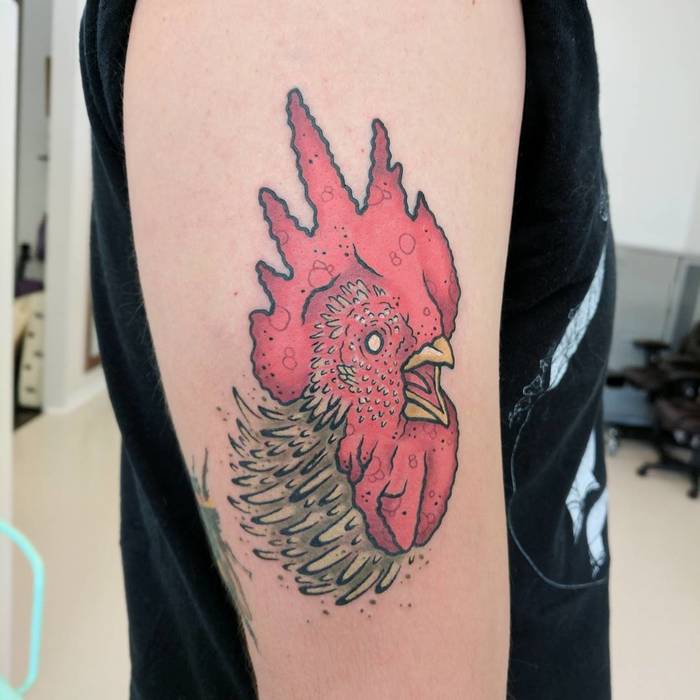 Rooster Tattoo by ohjanine. 