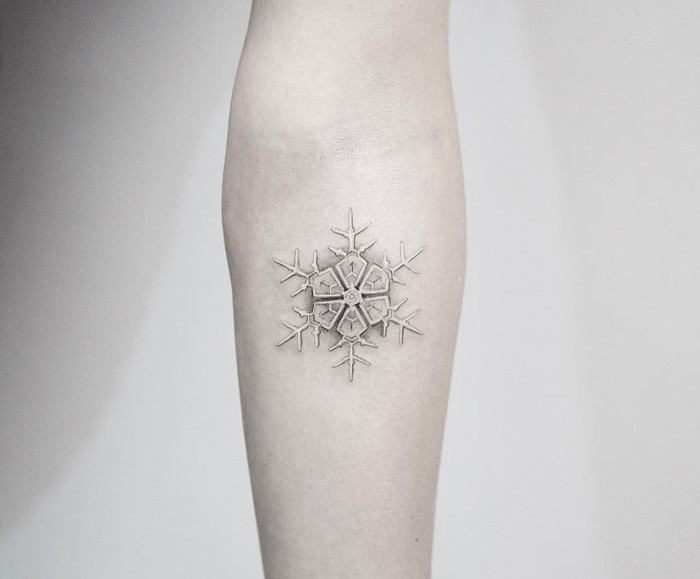 Lovely Snowflake Tattoo on Arm by turan.art