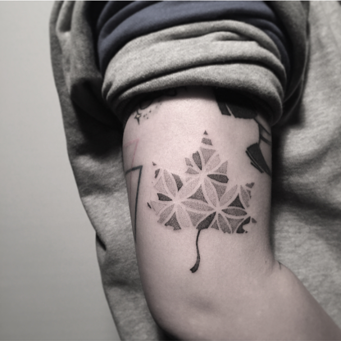 Maple Leaf Tattoo by black.dot.kime