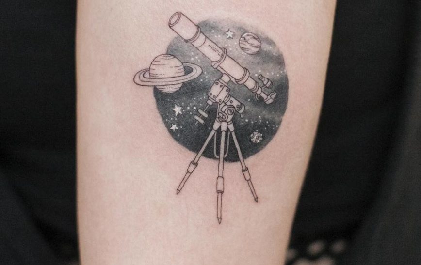 14 Fascinating Telescope Tattoo Designs for Explorers